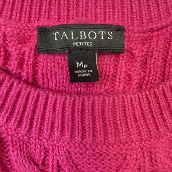 Talbots Peplum‎ Sweater Women's Petites MP Pink Barbiecore Cotton/Cashmere Blend - Picture 3 of 6